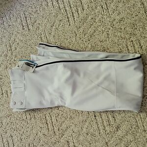 Youth White Baseball Pants with Black Piping